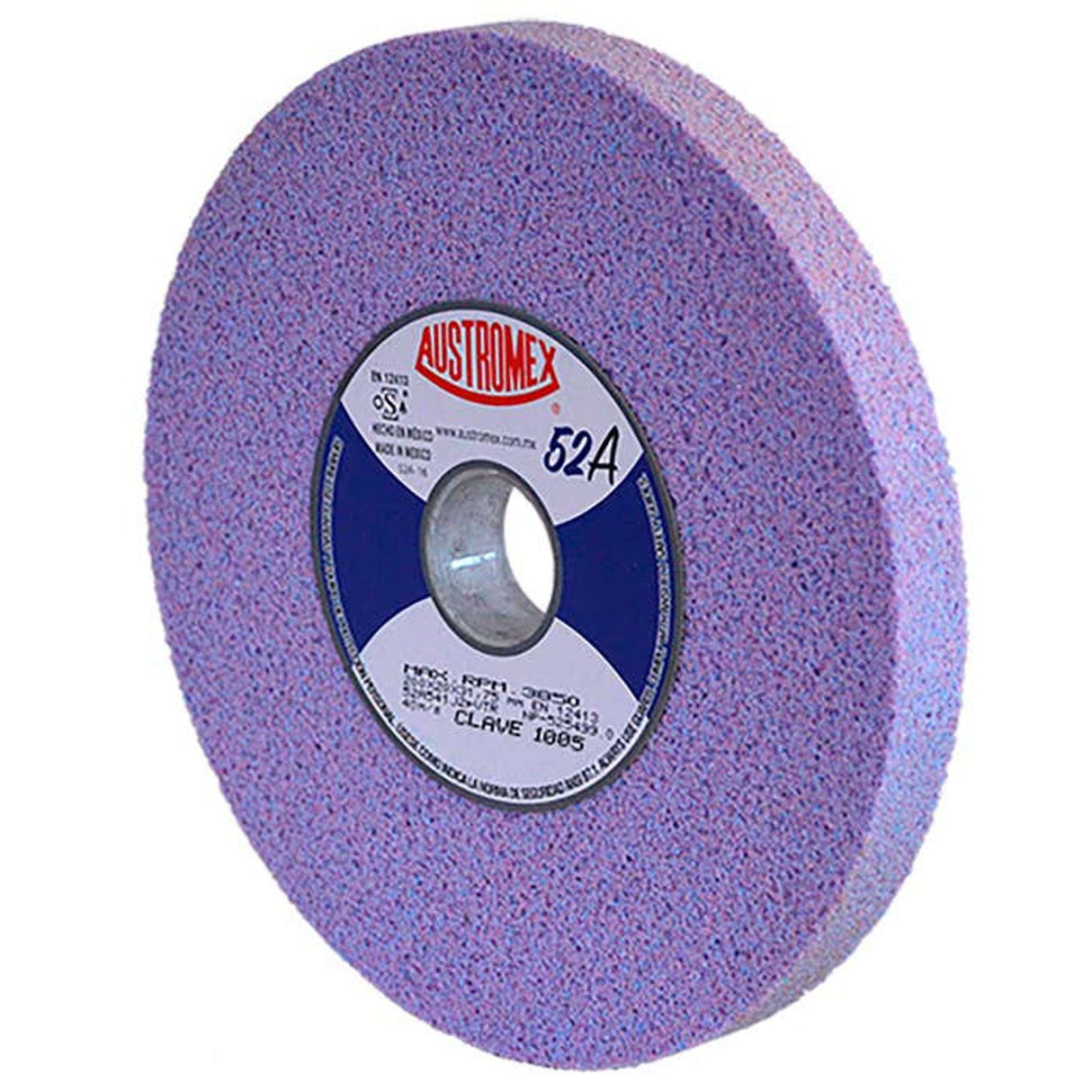 Rueda abrasiva para rectificado de tipo 1, 8 pulg X 1/2 pulg X 1-1/4 pulg de grano 80 Austromex