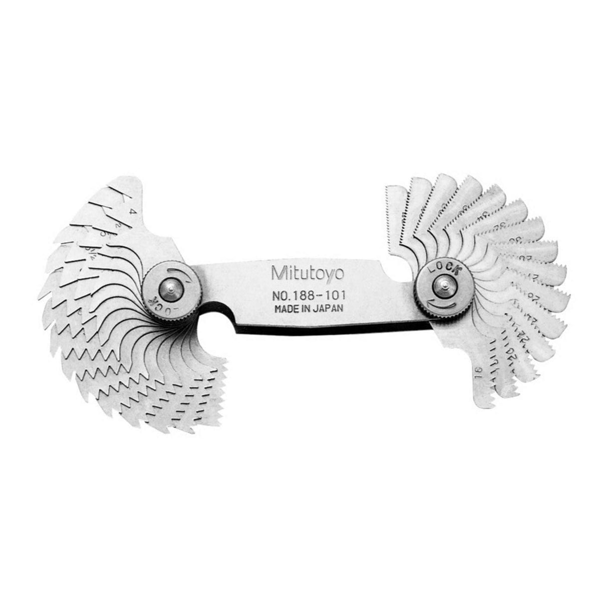 Calibre de paso para roscas métricas y unificadas, 60°, 0.4-7mm, 51 hojas Mitutoyo