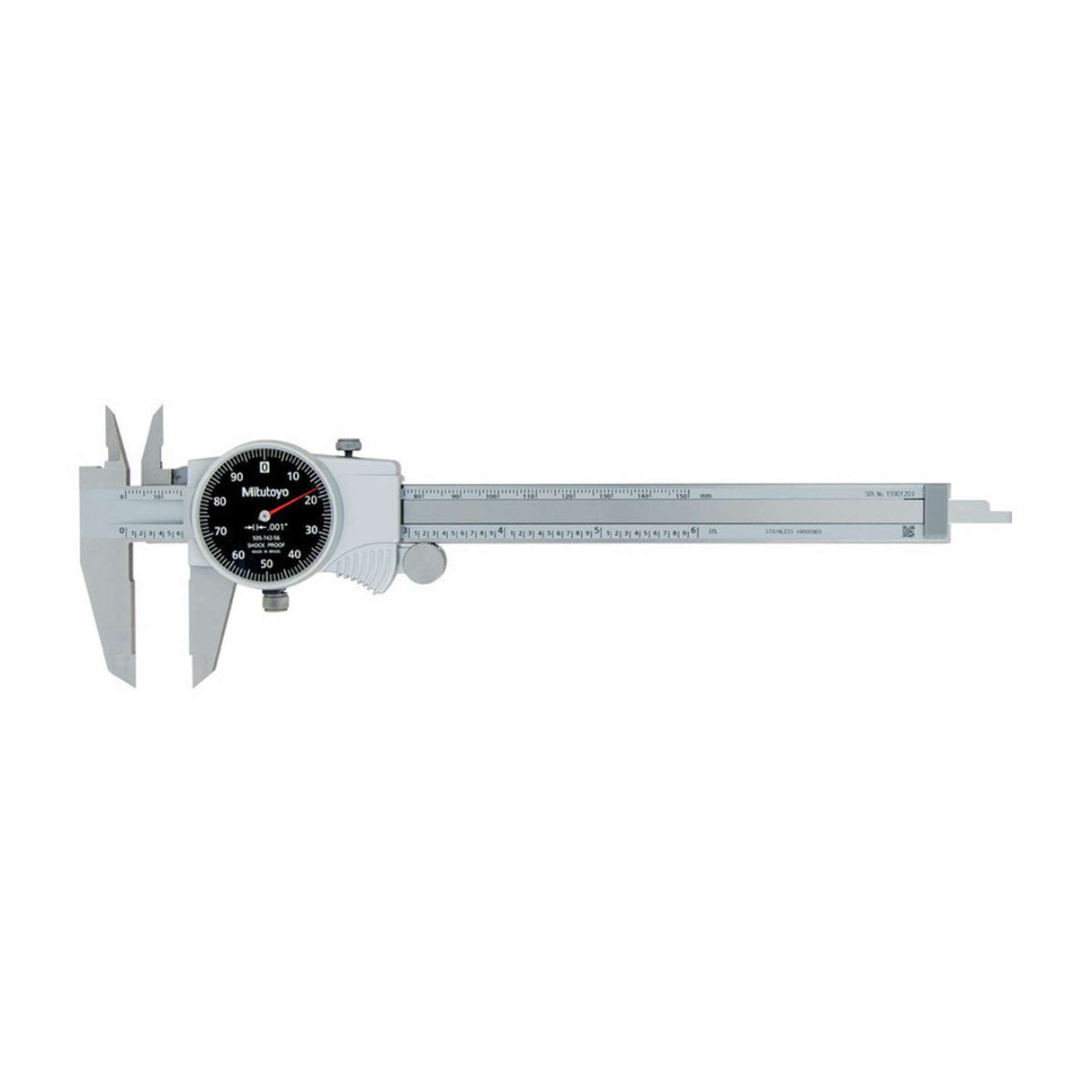 Calibrador con Carátula con puntas de carburo para medición de interiores y exteriores 0-6 pulg, 0.001 pulg, 0.1 pulg/rev., pulg Mitutoyo