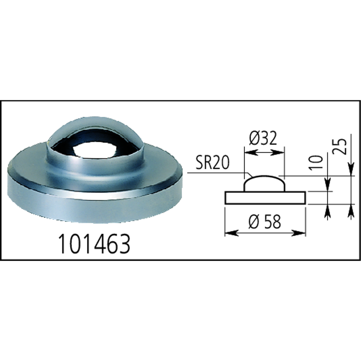 Base de comparación con base de acero D=58mm, Mesa plana