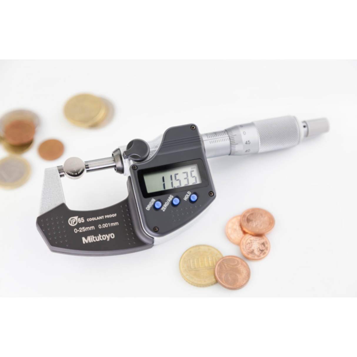 Micrómetro Digital para Exteriores Con Protección IP65 de 0-1 pulg, Fuerza de Medición de 7 a 12 N, Sin Salida de Datos