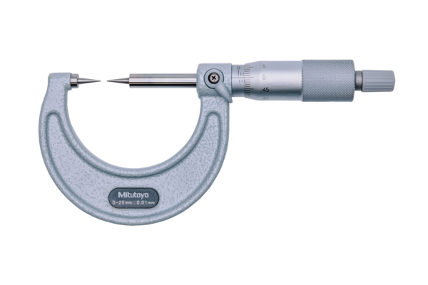 Micrómetro de punta con punta endurecida de 0-25 mm, punta de 15° - Herramental