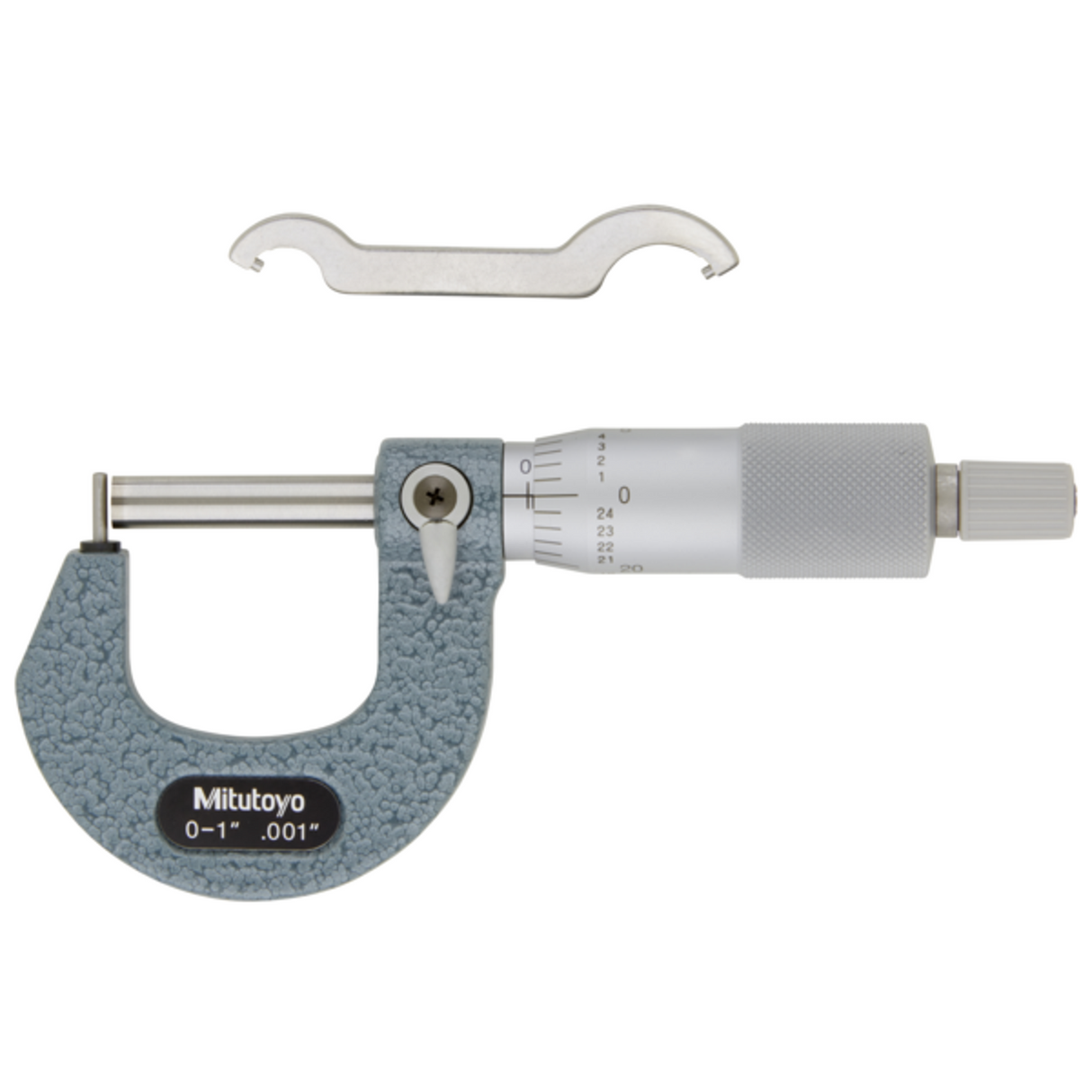 Micrómetro de tubo, tope de perno, husillo plano, 0-1 pulg