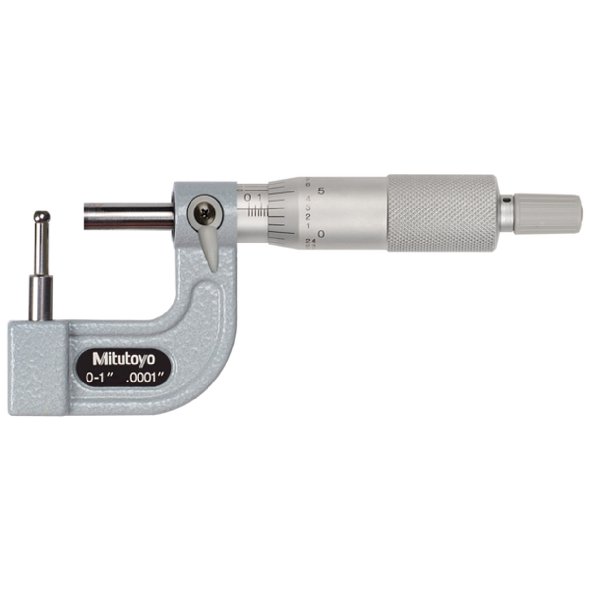 Micrómetro de tubo, tope cilíndrico, husillo plano, 0-1 pulg