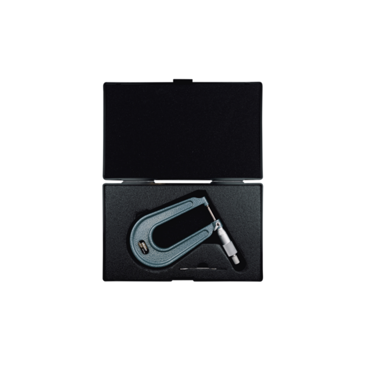 Micrómetro para lámina metálica 0-25mm, tope/husillo plano, garganta de 100mm