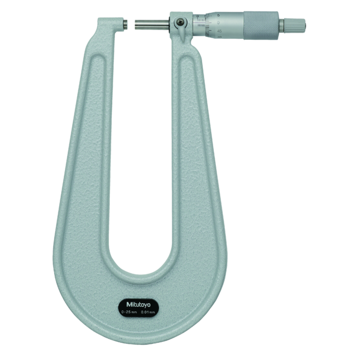 Micrómetro para lámina metálica 0-25mm, tope/husillo plano, garganta de 150mm