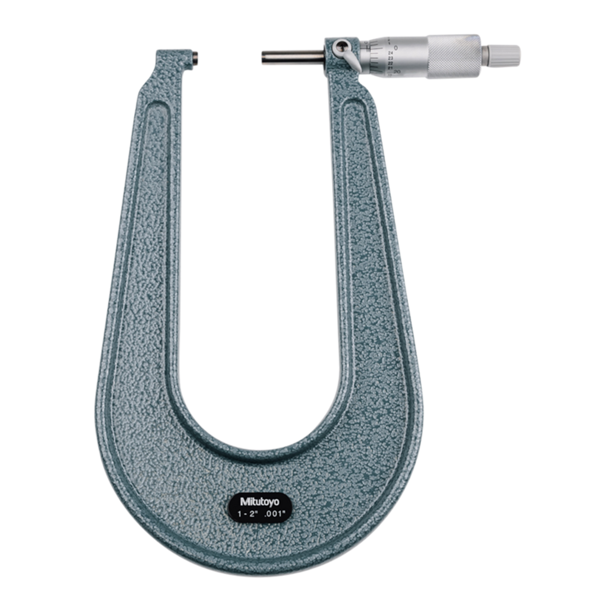 Micrómetro para lámina metálica 1-2 pulg, tope/husillo plano, garganta de 6 pulg