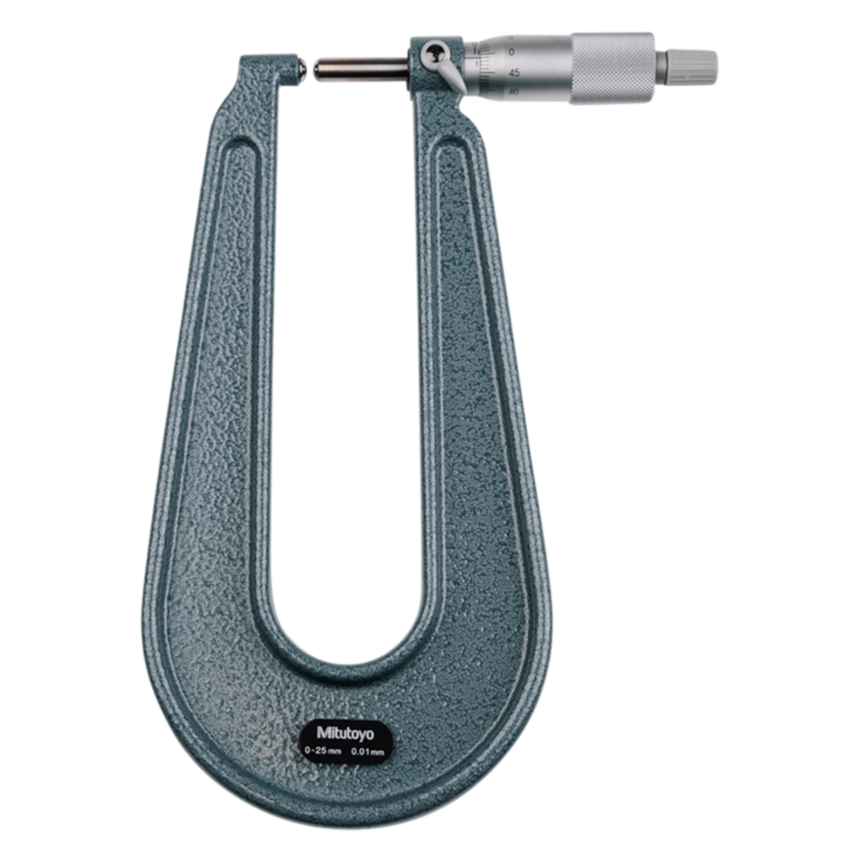 Micrómetro para lámina metálica 0-25mm, tope/husillo esférico, garganta de 150mm