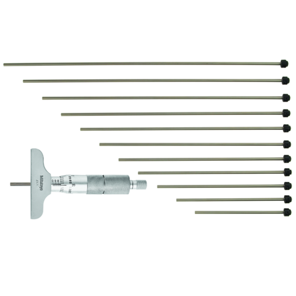 Micrómetro para profundidad, Varillas intercambiables 0-12 pulg, 2,5 pulg Base