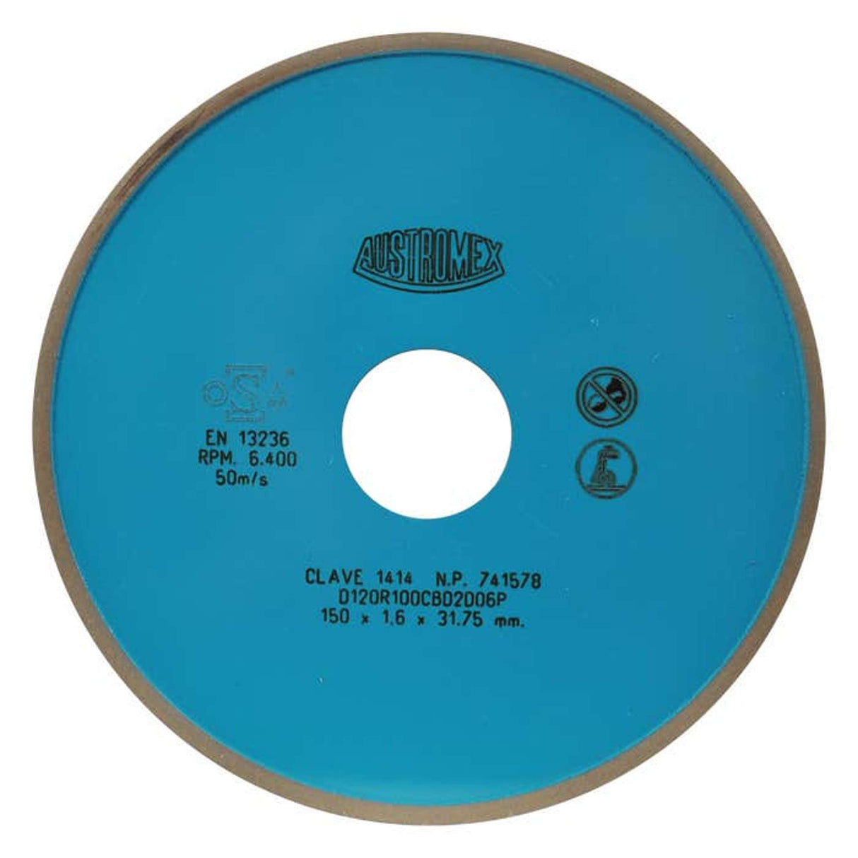 Rueda para rectificado de CBN tipo 1A1R, 6 pulg X 1/16 pulg X 1-1/4 pulg X 1/16 pulg X 1/8 pulg