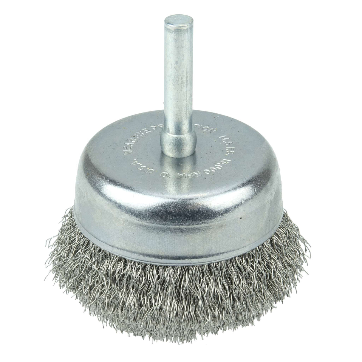 2" Cepillo de Copa de Alambre Ondulado, .008" Inox, Vástago 1/4"