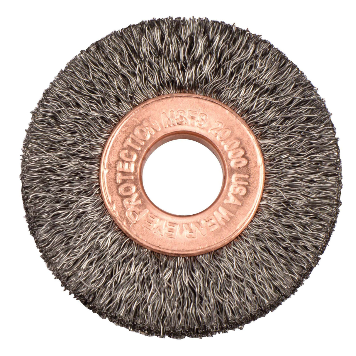 1-1/2" Cepillo Circular de Alambre Ondulado, Diámetro Pequeño, .006", 3/8" Weiler