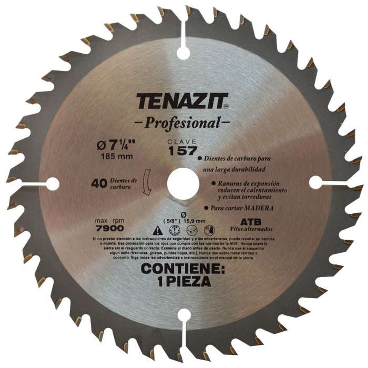 Disco Sierra de tipo SMP40, 7 1/4 pulg X 5/8 pulg con 40 dientes Tenazit