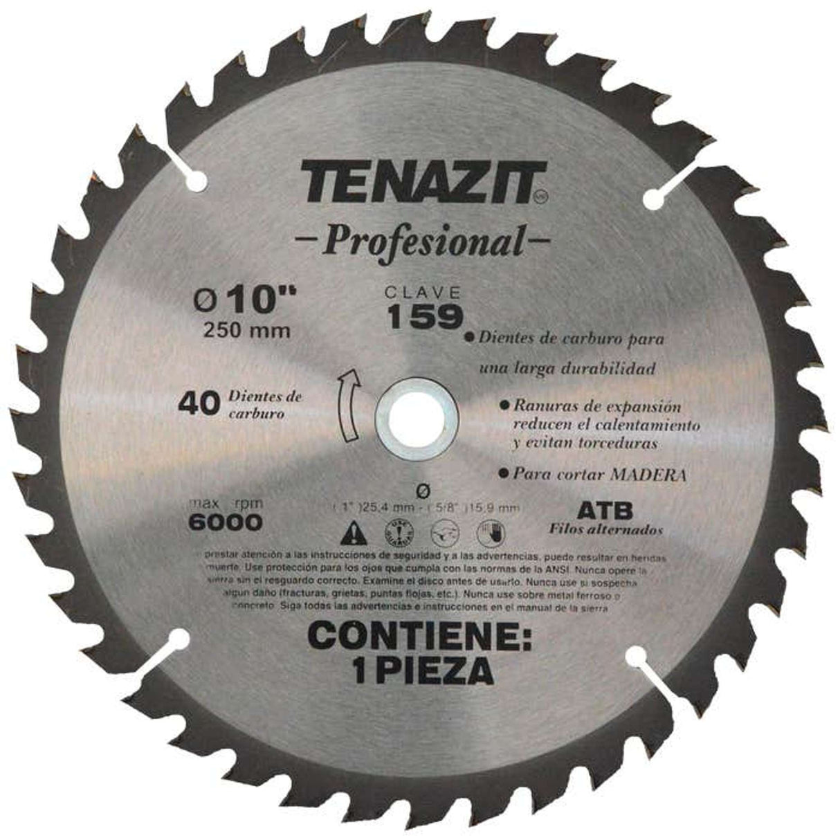 Disco Sierra de tipo SMP40, 9 1/4 pulg X 5/8 pulg con 40 dientes Tenazit