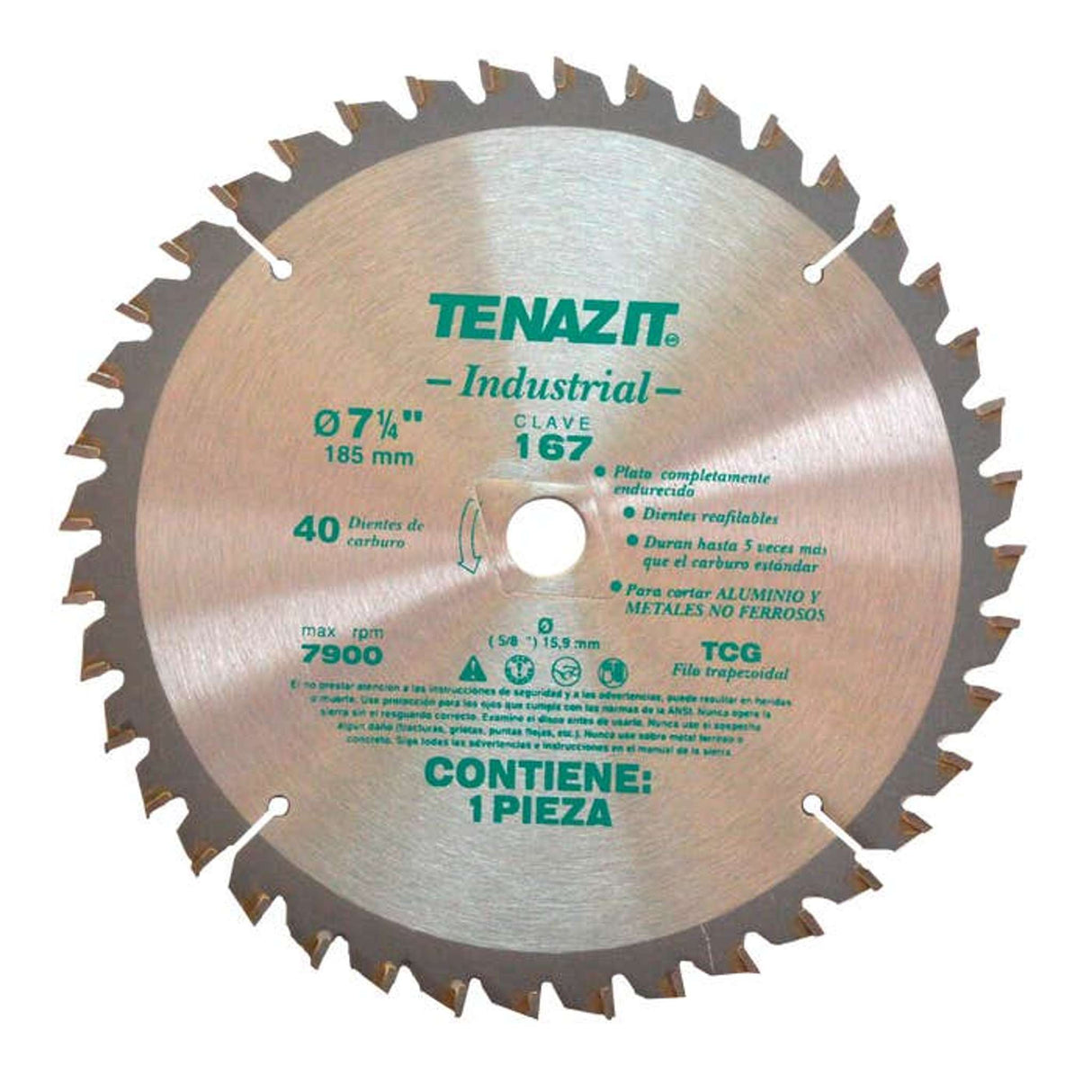 Disco Sierra de tipo SMI40, 7 1/4 pulg X 5/8 pulg con 40 dientes Tenazit