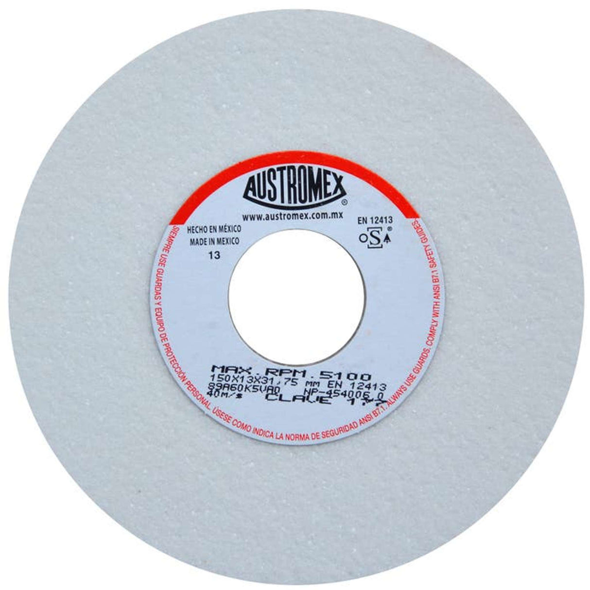 Rueda abrasiva para rectificado de tipo 1, 6 pulg X 1/4 pulg X 1-1/4 pulg de grano 60