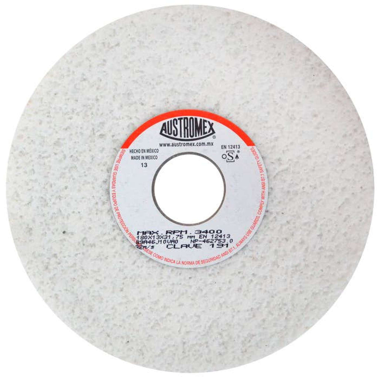 Rueda abrasiva para rectificado de tipo 1, 7 pulg X 1/2 pulg X 1-1/4 pulg de grano 46 Austromex