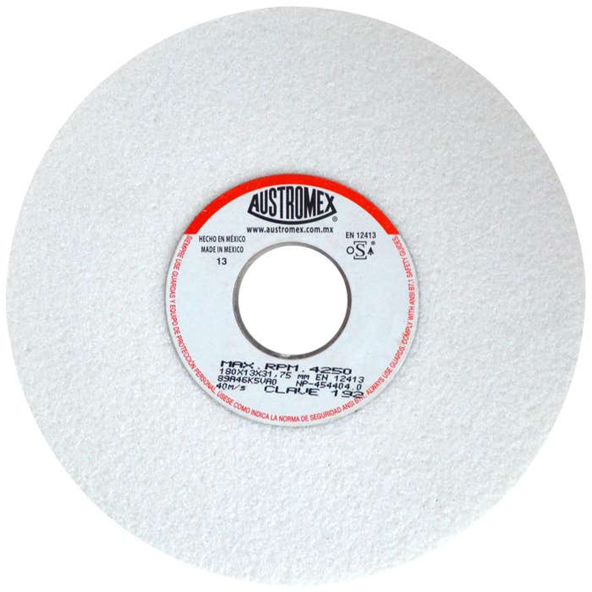 Rueda abrasiva para rectificado de tipo 1, 7 pulg X 1/2 pulg X 1-1/4 pulg de grano 46 Austromex