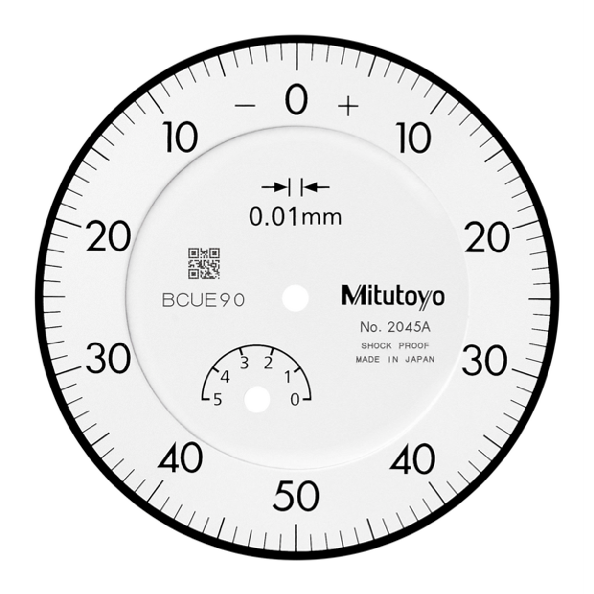 Indicador de carátula, tapa con oreja, Tipo ISO 5mm, 0,01mm
