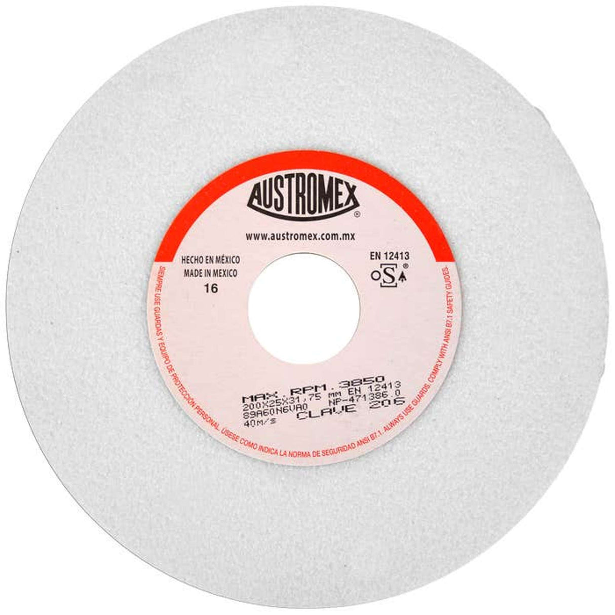 Rueda abrasiva para rectificado de tipo 1, 8 pulg X 1 pulg X 1-1/4 pulg de grano 60