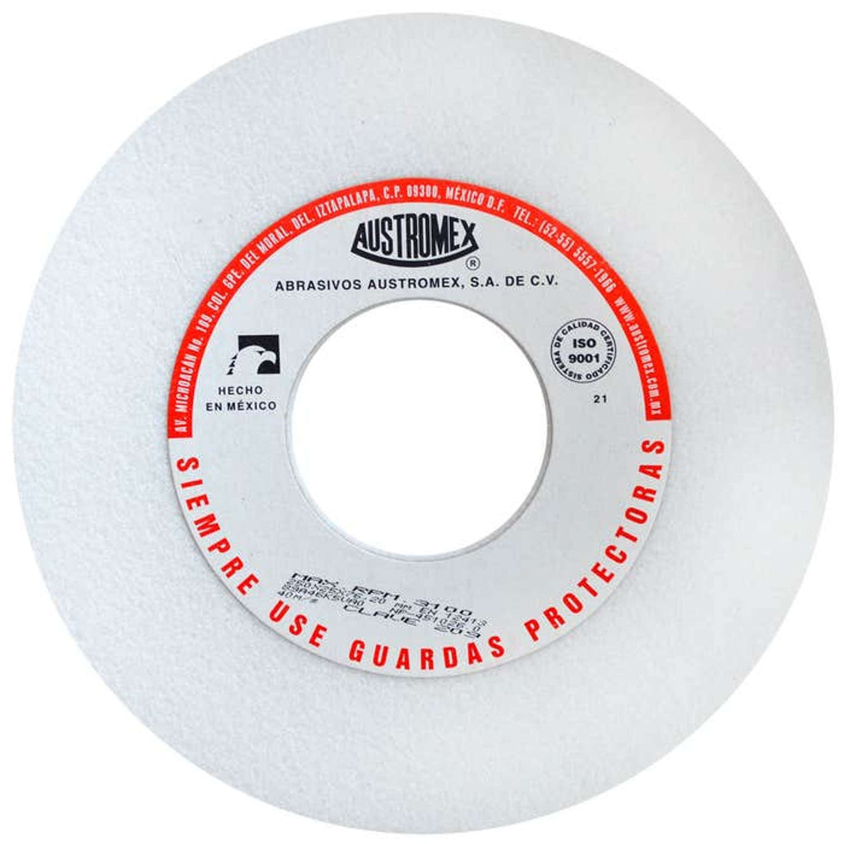 Rueda abrasiva para rectificado de tipo 1, 10 pulg X 1 pulg X 3 pulg de grano 46 Austromex