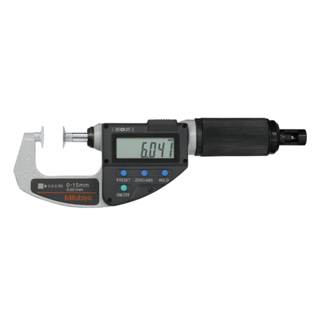 Micrómetro Digital para Exteriores QuickMike, Intervalo de 0-15 mm, Fuerza de Medición de 0.5 a 2.5 N, Con Salida de Datos Mitutoyo