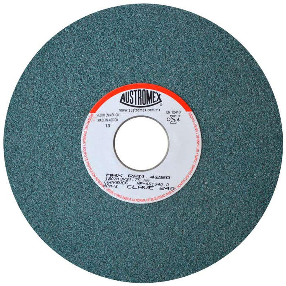 Rueda abrasiva para rectificado de tipo 1, 7 pulg X 1/2 pulg X 1-1/4 pulg de grano 60 Austromex