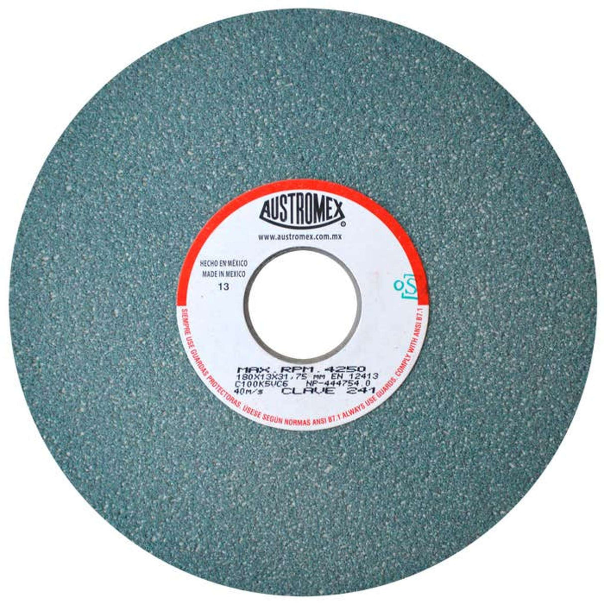 Rueda abrasiva para rectificado de tipo 1, 7 pulg X 1/2 pulg X 1-1/4 pulg de grano 100 Austromex