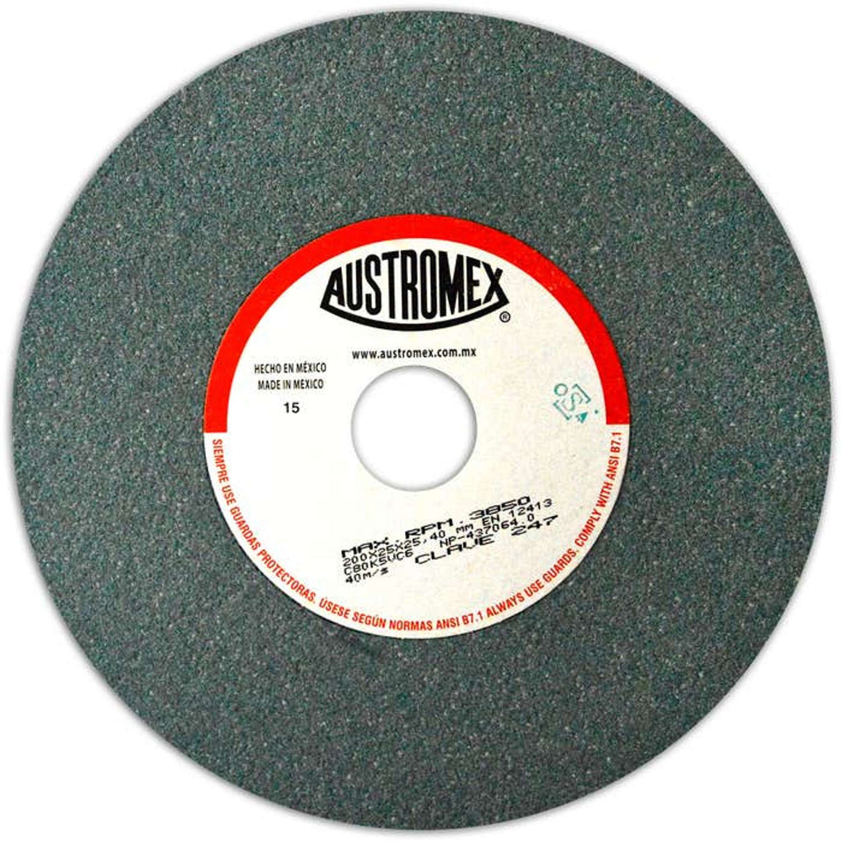 Rueda abrasiva para rectificado de tipo 1, 8 pulg X 1 pulg X 1 pulg de grano 80