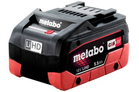 Batería Metabo LIHD 18 V, 5.5 Ah, Para uso con Todas las máquinas de 18 V y cargadores de metabo - Herramental