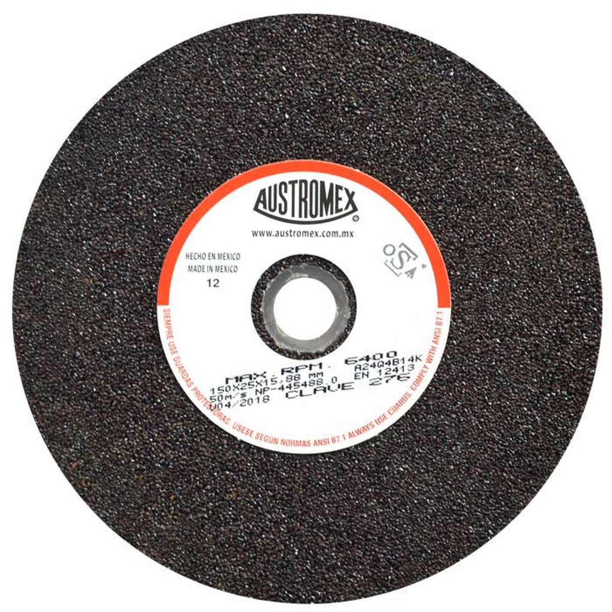 Rueda abrasiva para rectificado de tipo 1, 6 pulg X 1 pulg X 5/8 pulg de grano 24 Austromex