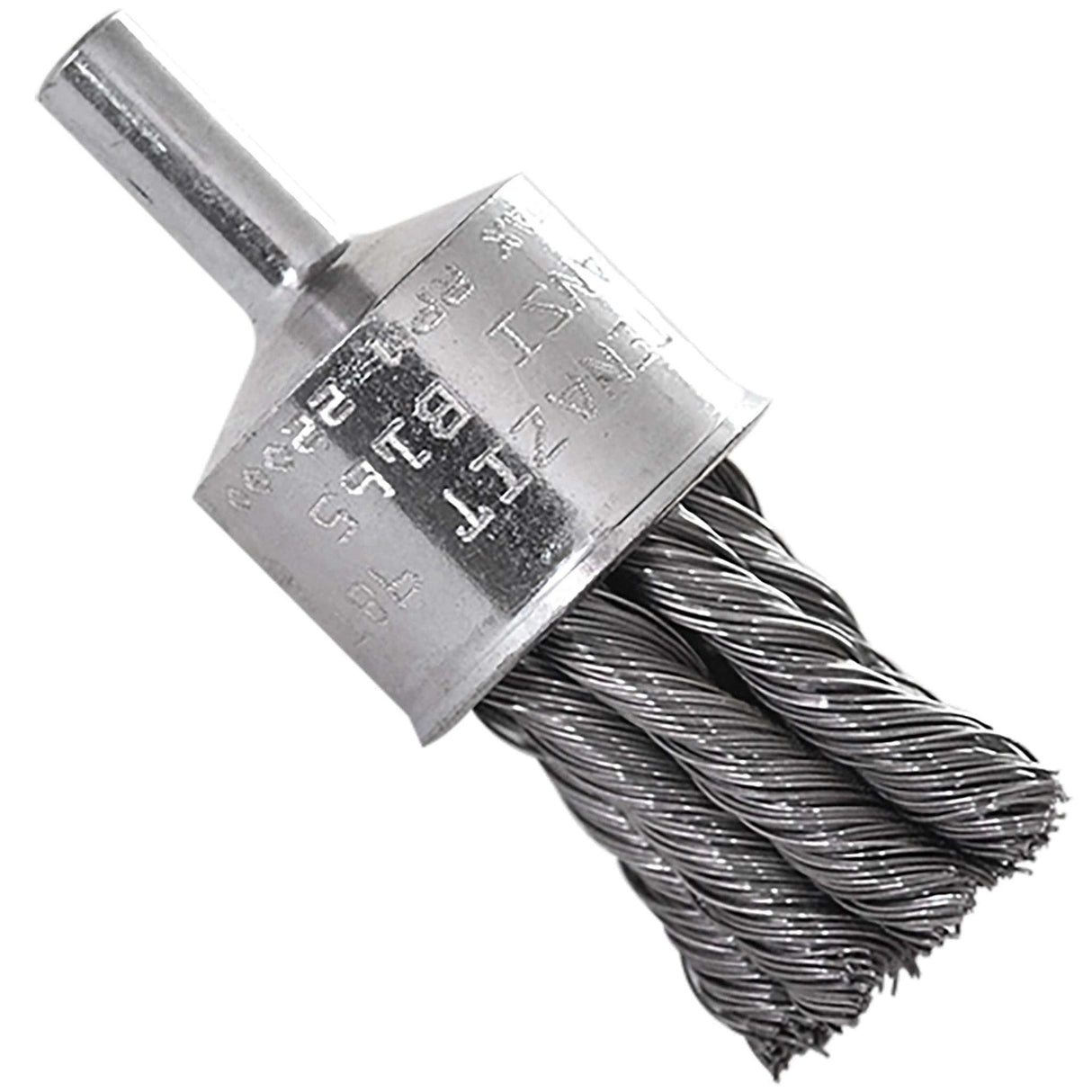 Cepillo de copa con vástago de 1-1/8 pulg X 1/4 pulg, cerda de Alambre Trenzado, calibre 0.014 pulg Tenazit
