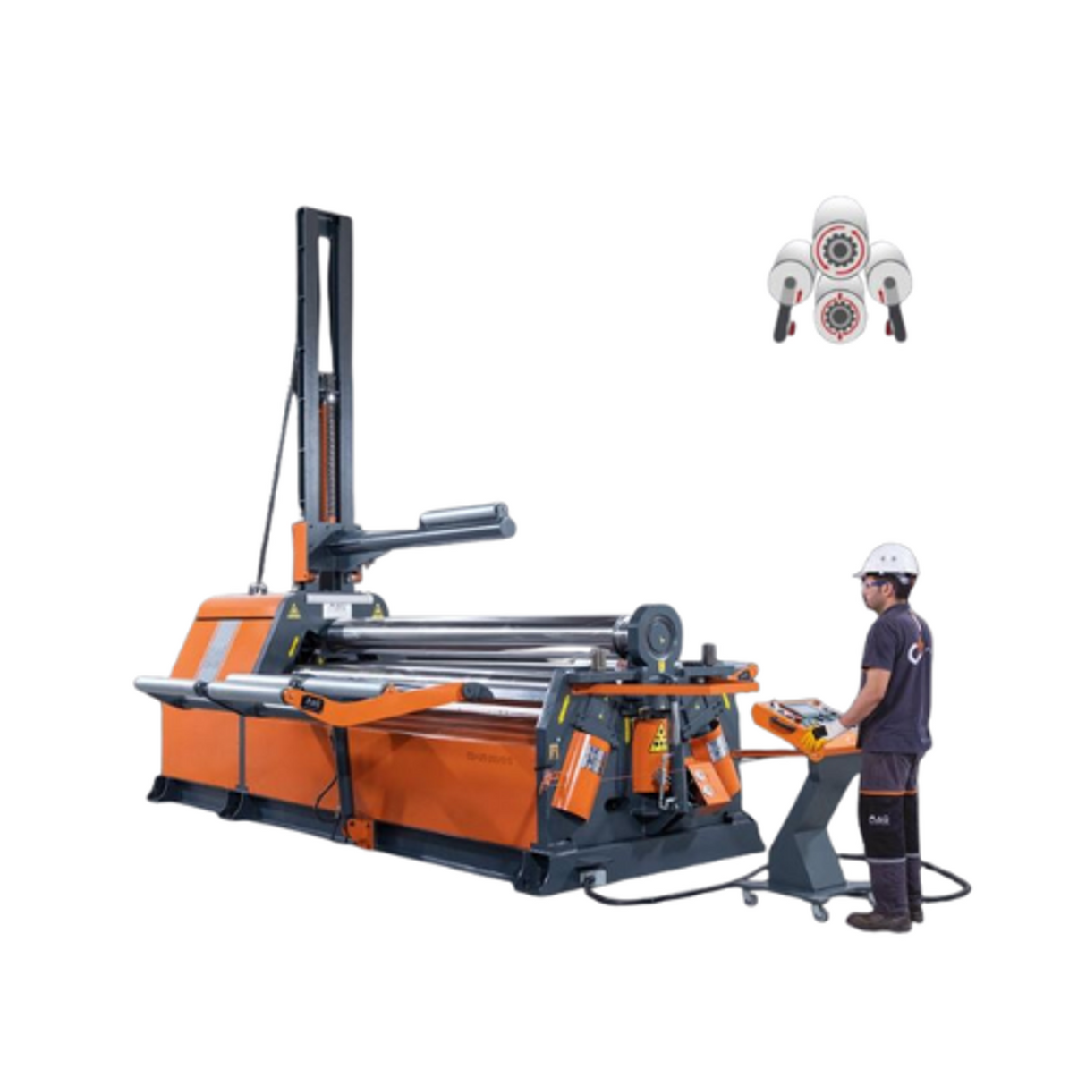 Máquina Roladora de Lamina modelo SBM 400x3100 4 Rolls Hydraulic + Center Support Trifásica 220V/60Hz MACBENDIG