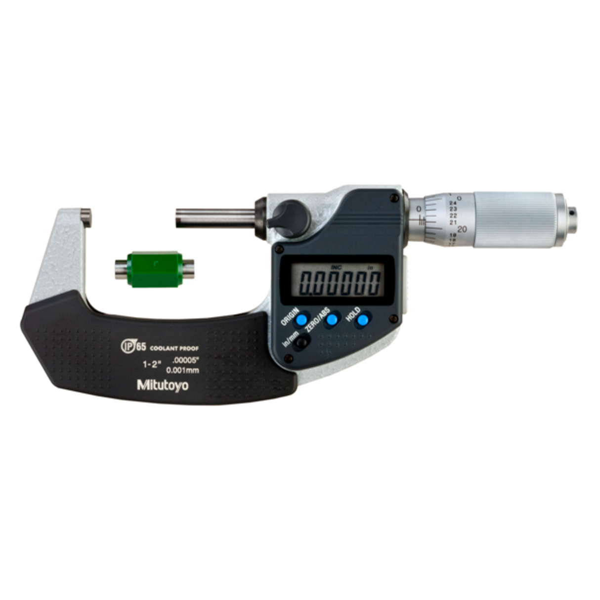 Micrómetro Digital para Exteriores A Prueba de Refrigerantes, Intervalo de 1-2 pulg, Fuerza de Medición de 7 a 12 N, Con Salida de Datos
