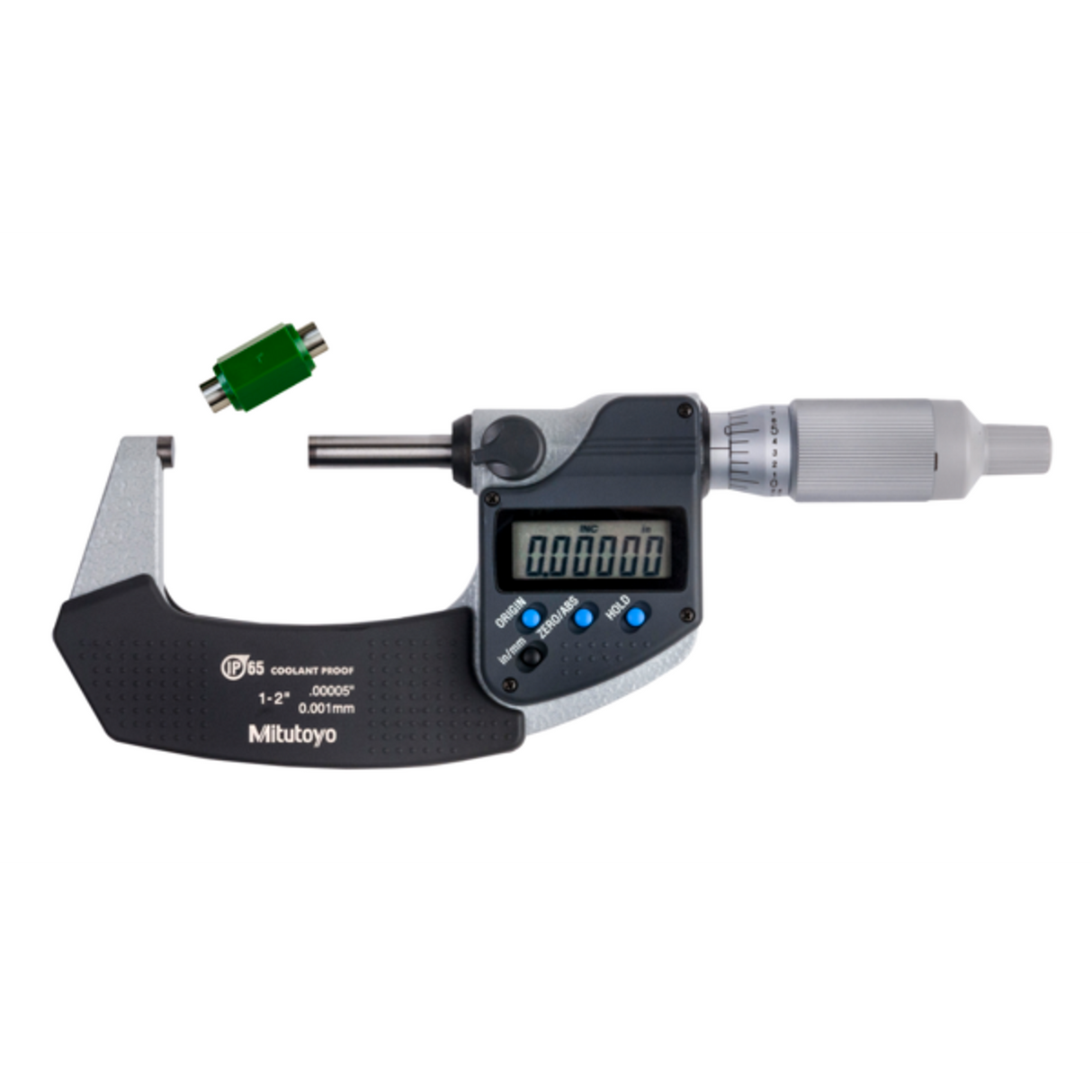 Micrómetro Digital para Exteriores Con Protección IP65 de 1-2 pulg, Fuerza de Medición de 7 a 12 N, Sin Salida de Datos Mitutoyo