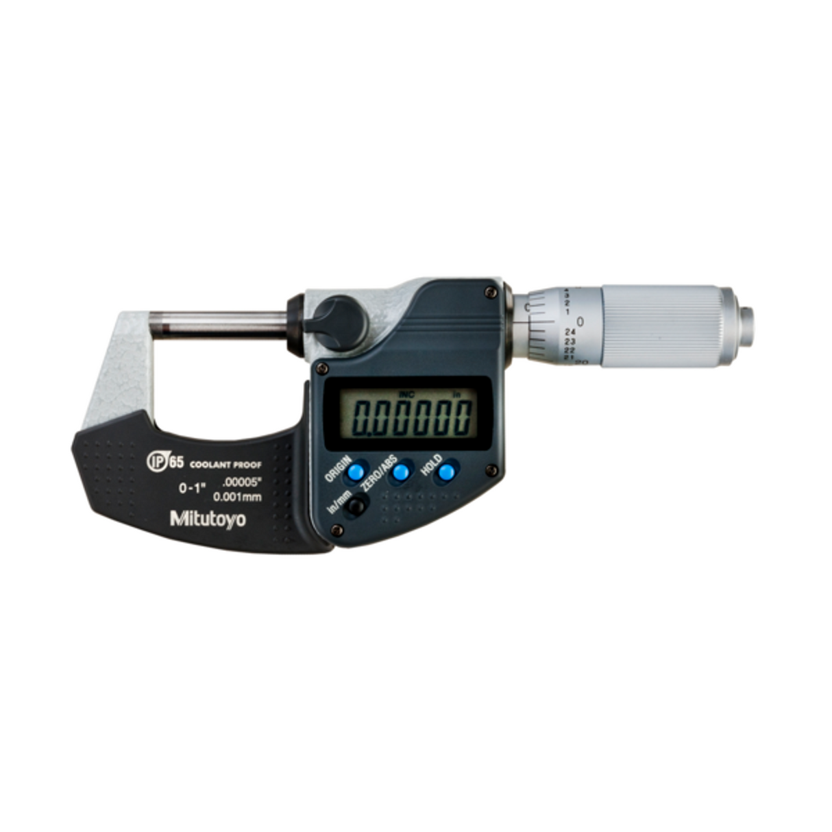 Micrómetro Digital para Exteriores Con Protección IP65 de 0-1 pulg, Fuerza de Medición de 7 a 12 N, Sin Salida de Datos Mitutoyo