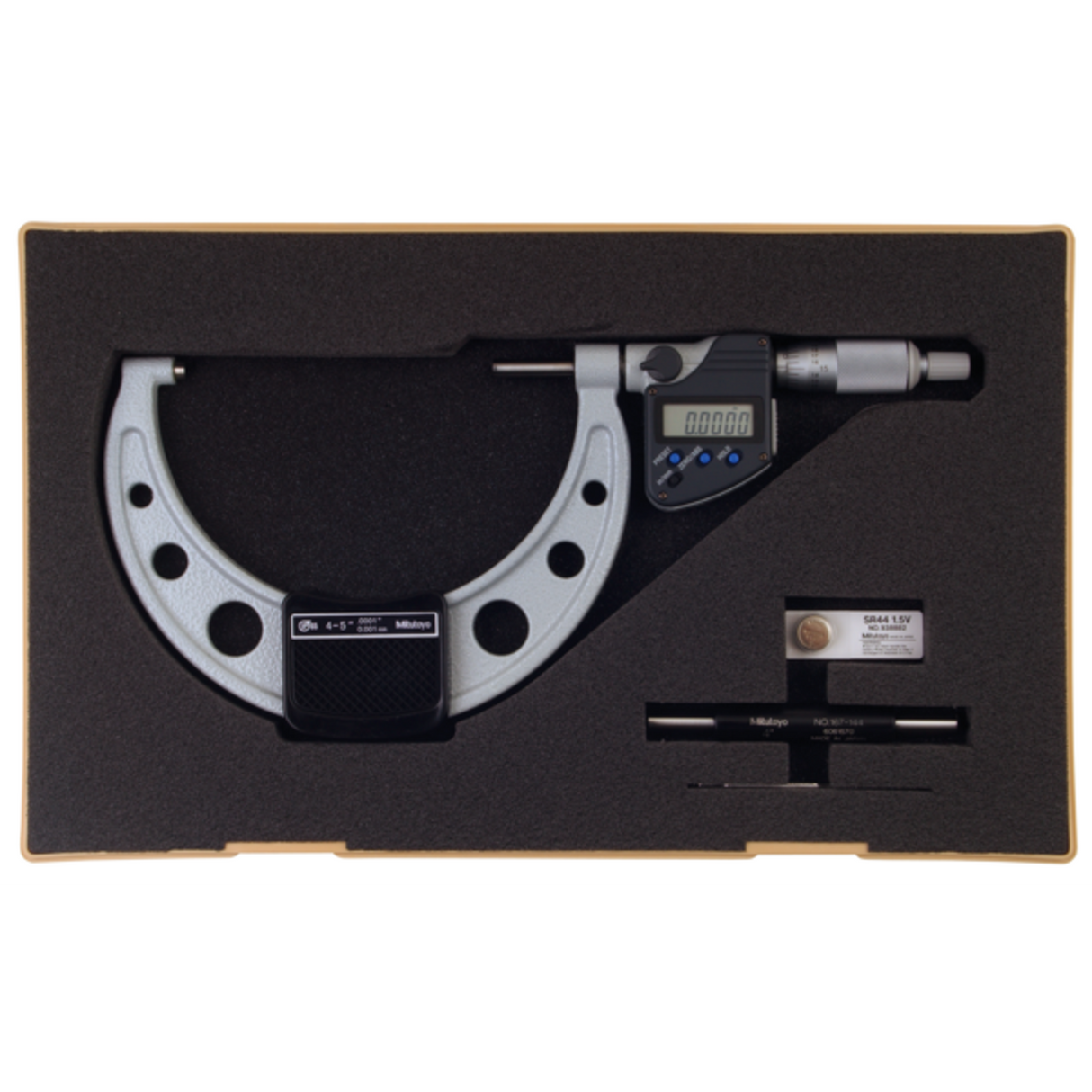 Micrómetro Digital para Exteriores A Prueba de Refrigerantes, Intervalo de 4-5 pulg, Fuerza de Medición de 5 a 10 N, Con Salida de Datos