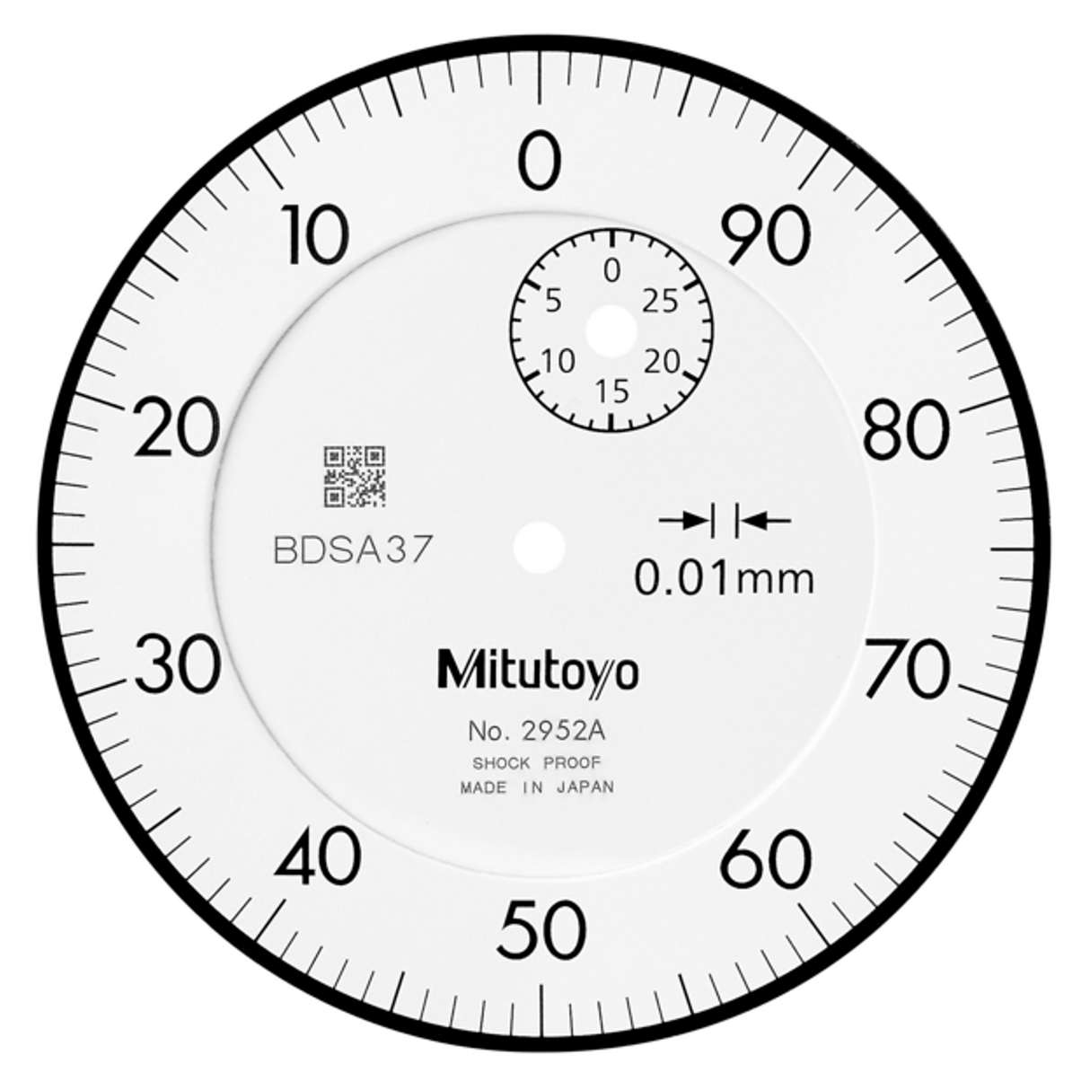 Indicador de carátula, tapa con oreja, Tipo ISO carátula de lectura inversa, 30mm, 0,01mm Mitutoyo