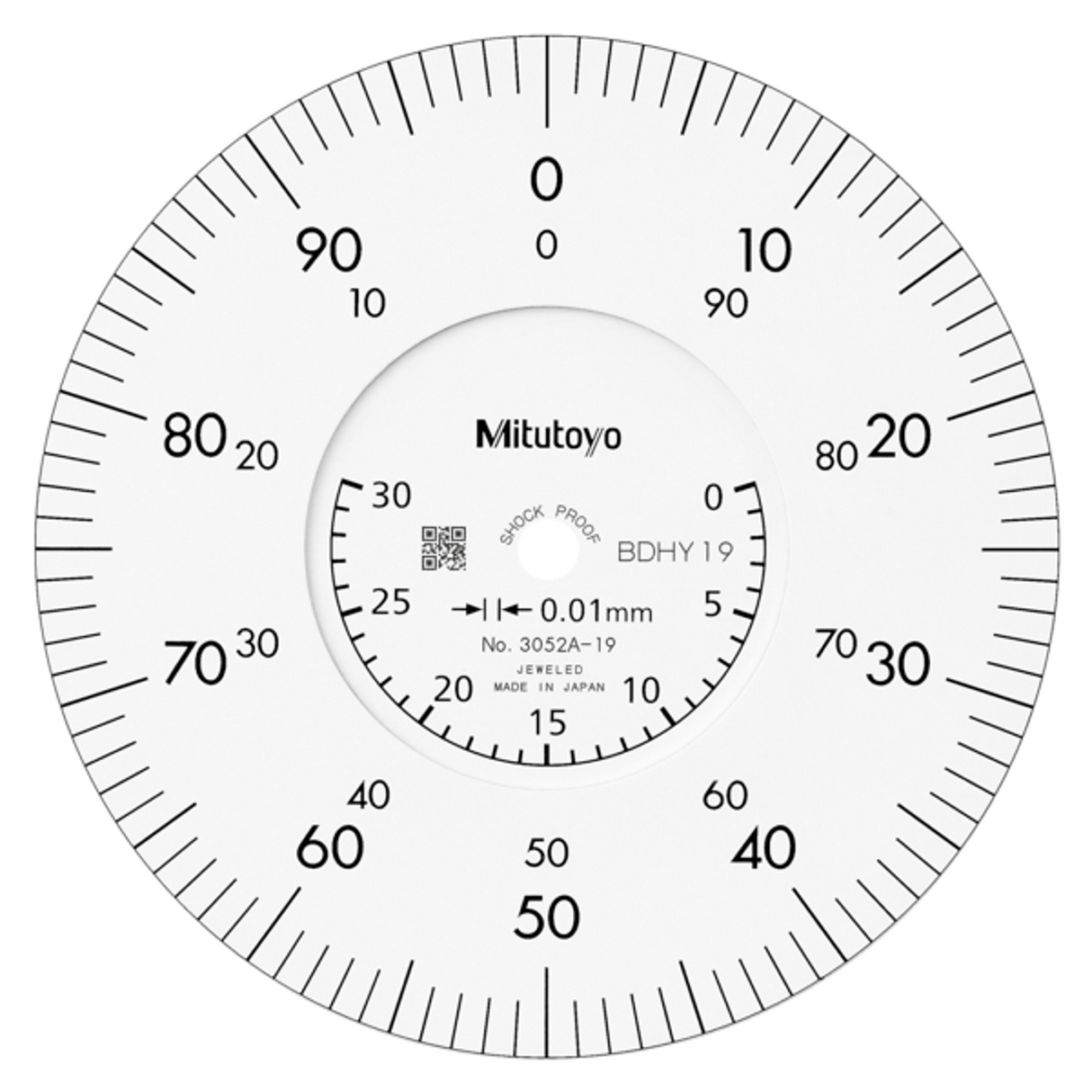 Indicador de carátula, tapa con oreja, Tipo ISO cojinete enjoyado, a prueba de golpes, 30mm, 0,01mm