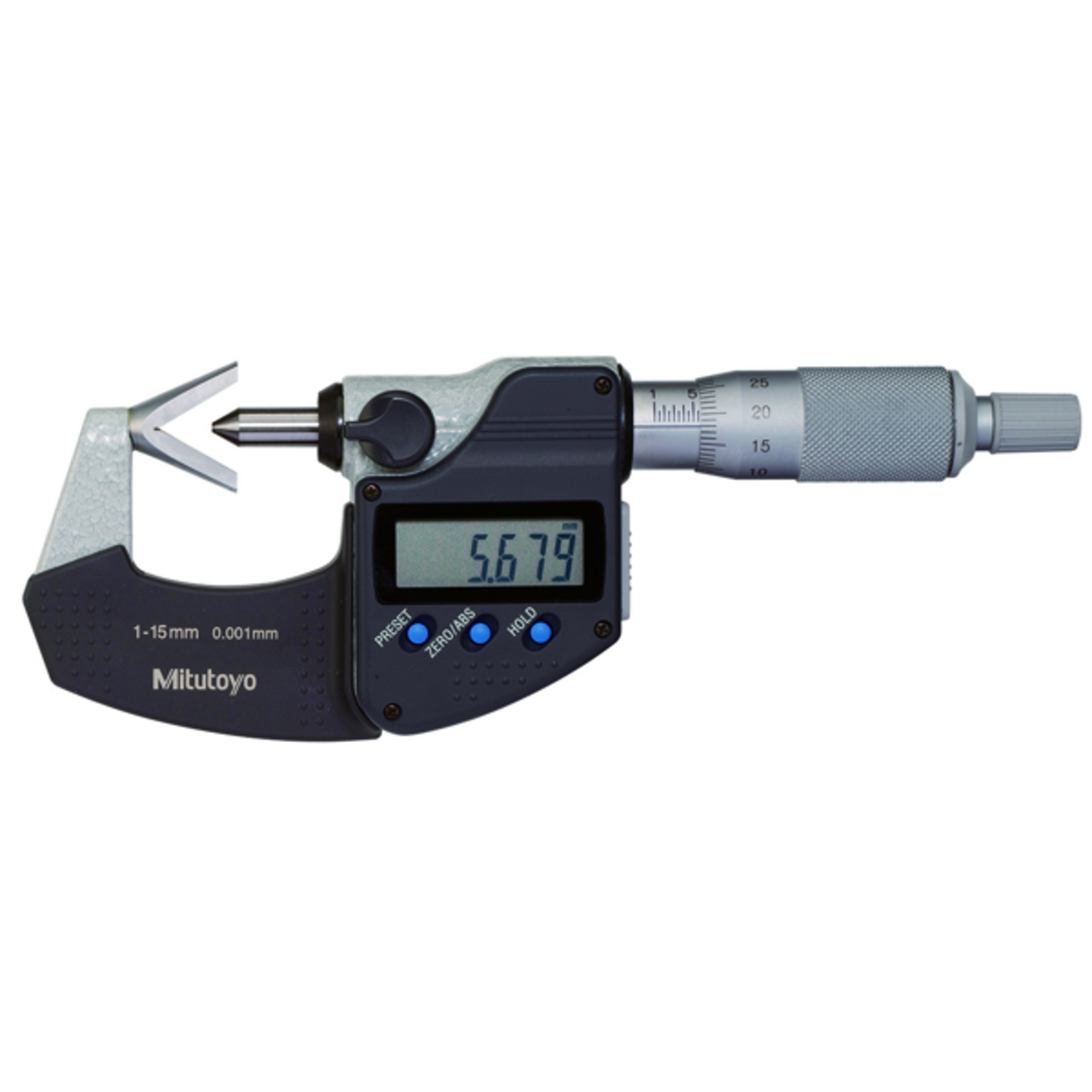 Micrómetro Digital para Exteriores Con topes en V, Intervalo de 25-40 mm, Fuerza de Medición de 5 a 10 N, Con Salida de Datos