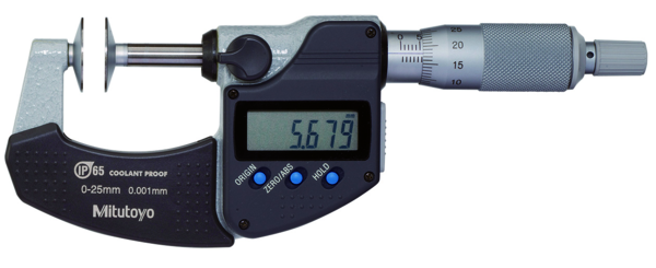 Micrómetros Digimatic de Discos IP65 0-25mm, Disco=20mm - Herramental