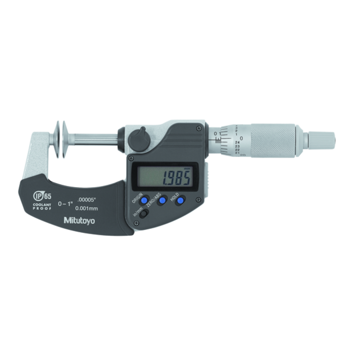 Micrómetros Digimatic de Discos IP65 pulg/mm, 0-1 pulg, Disco=20mm Mitutoyo