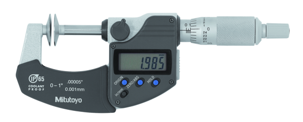 Micrómetros Digimatic de Discos IP65 pulg/mm, 0-1 pulg, Disco=20mm - Herramental