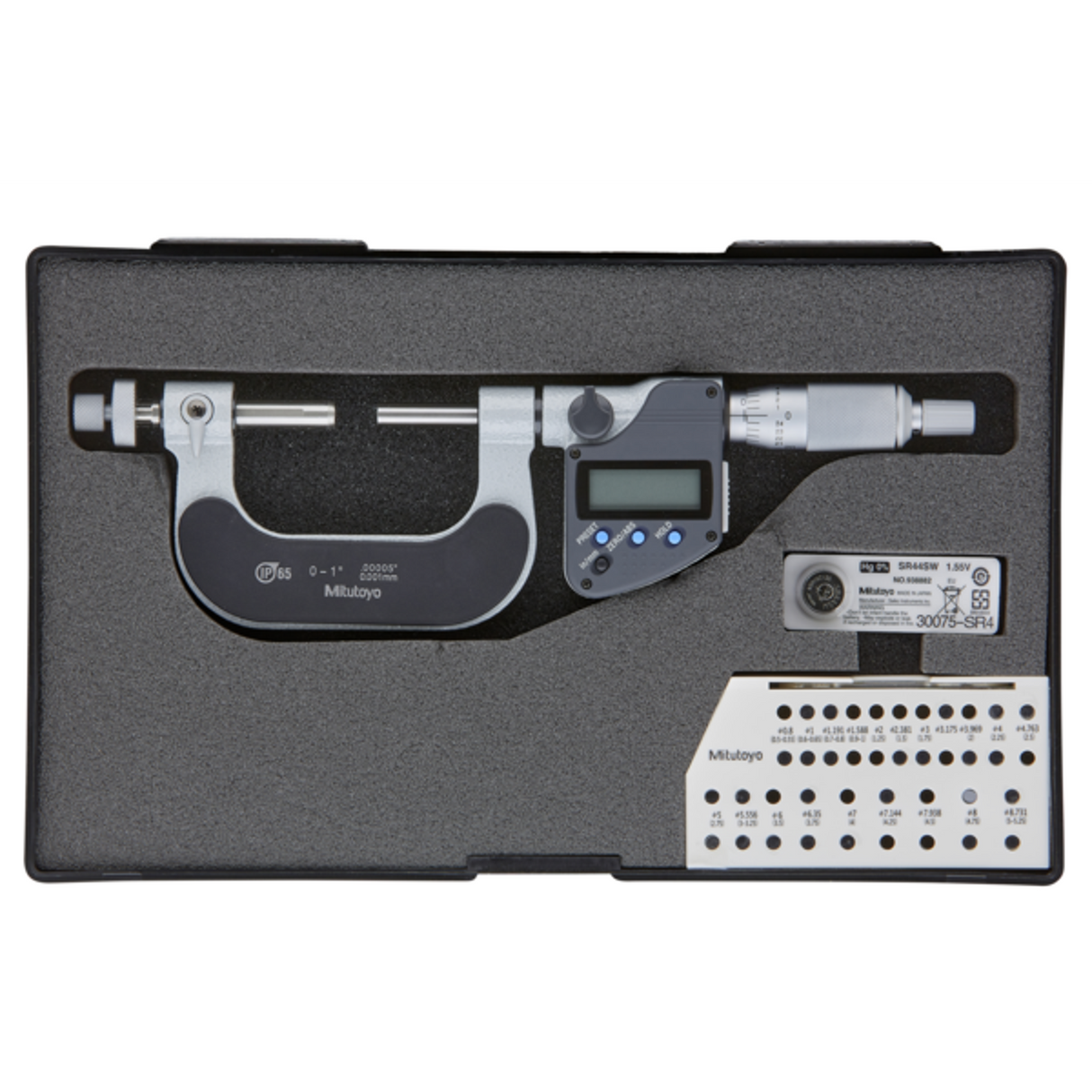 Micrómetros Digimatic para Dientes de Engranes IP65 pulg/mm, 0-1 pulg Mitutoyo