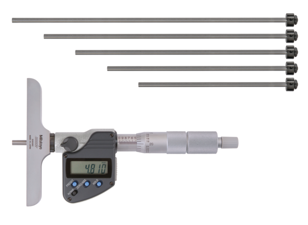 Micrómetro para profundidad digital pulg/mm, 0-6 pulg, incluido 6 varillas - Herramental