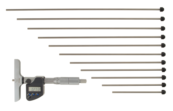 Micrómetro para profundidad digital pulg/mm, 0-12 pulg, incluido 12 varillas - Herramental