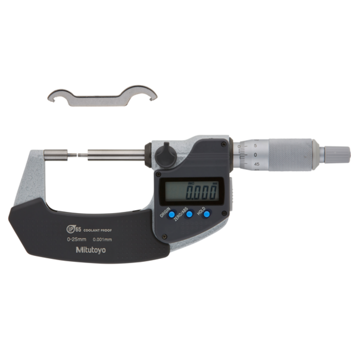 Micrómetros Digimatic con Topers Delgados IP65 0-25mm, 2mm Cara de medición