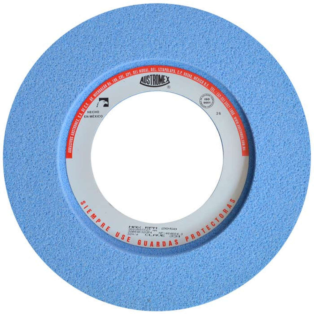 Rueda abrasiva para rectificado de tipo 7, 12 pulg X 2 pulg X 5 pulg de grano 54 Austromex