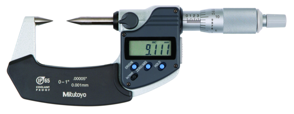 Micrómetro Digimatic de puntas IP65 pulg/mm, 0-1 pulg, 30° punta - Herramental