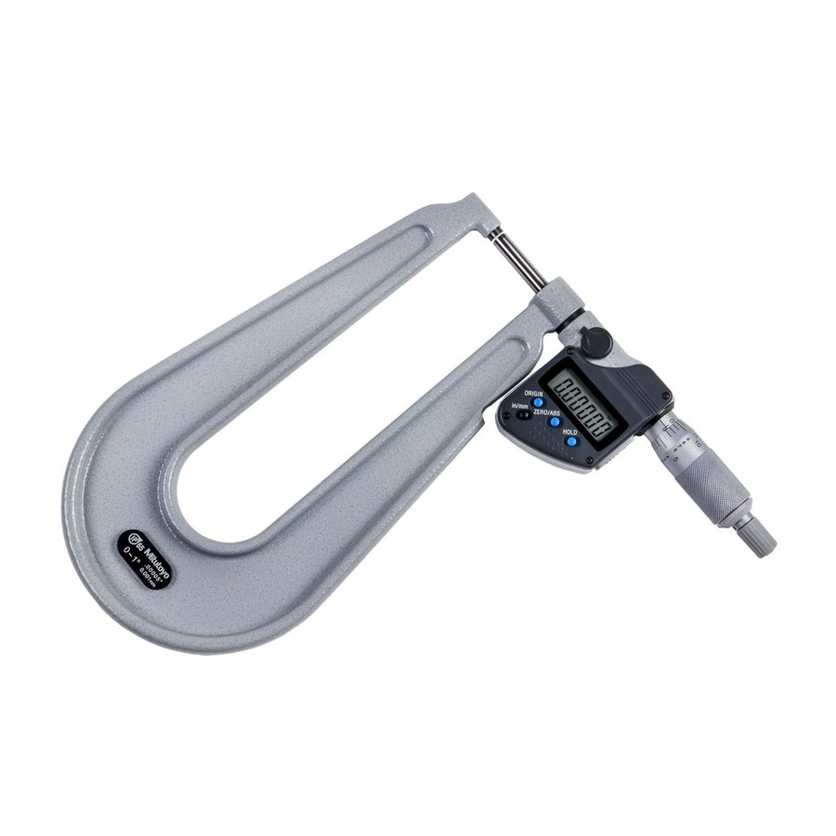 Micrómetros Digimatic para láminas metálicas IP65 pulg/mm, 0-1 pulg, Plano Tope /husillo